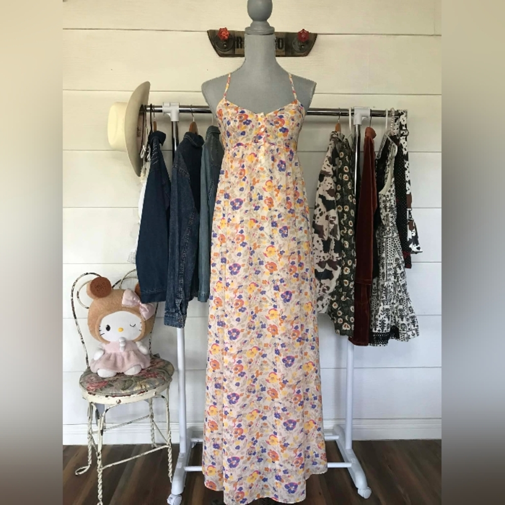 Moda International Maxi Floral Pattern Dress Womens Size Small Petite